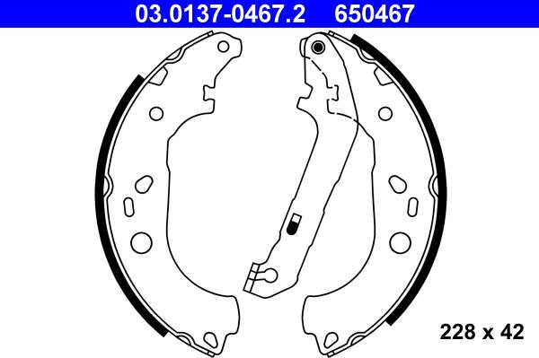 ATE 03.0137-0467.2 - Juego de zapatas de frenos parts5.com