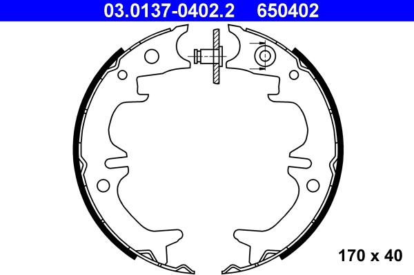 ATE 03.0137-0402.2 - Jeu de mâchoires de frein, frein de stationnement parts5.com