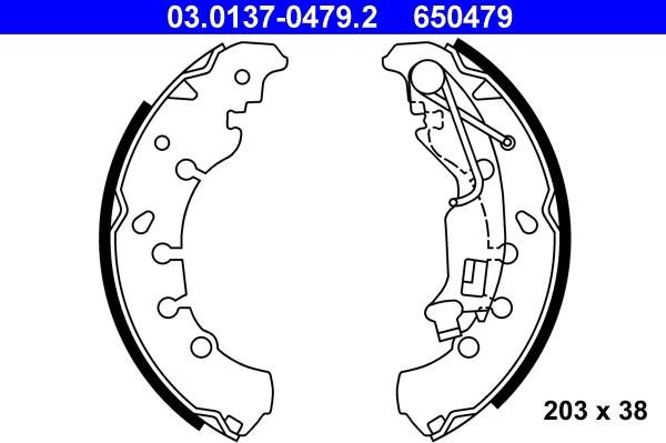 ATE 03.0137-0479.2 - Juego de zapatas de frenos parts5.com