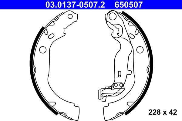 ATE 03.0137-0507.2 - Jeu de mâchoires de frein parts5.com