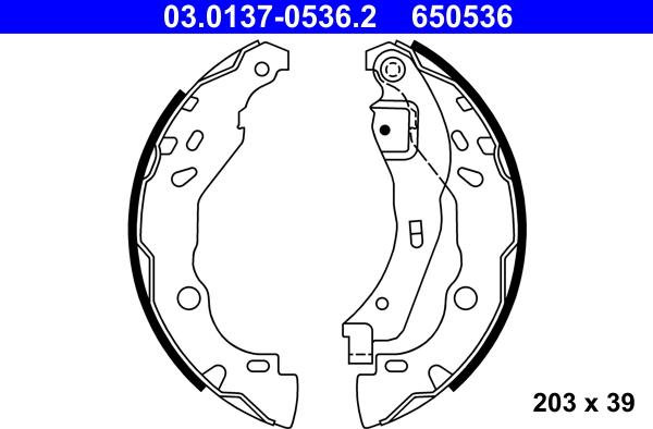 ATE 03.0137-0536.2 - Jeu de mâchoires de frein parts5.com