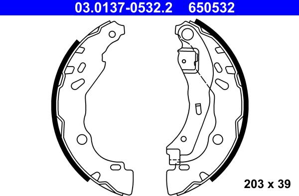 ATE 03.0137-0532.2 - Sada brzdových čeľustí parts5.com