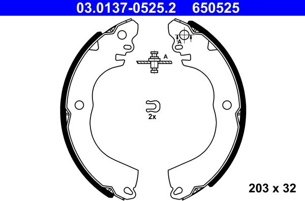 ATE 03.0137-0525.2 - Brake Shoe Set parts5.com