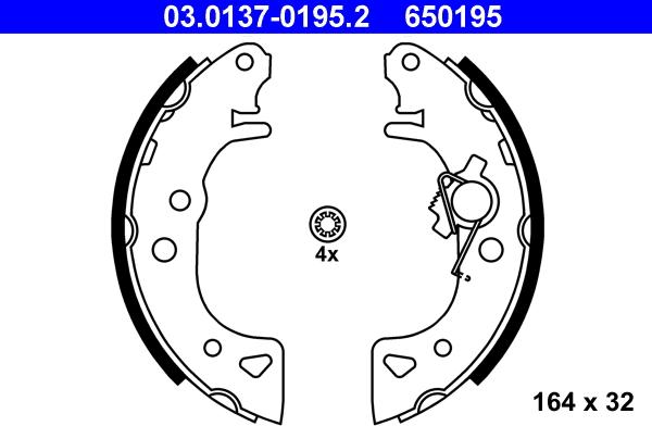 ATE 03.0137-0195.2 - Sada brzdových čeľustí parts5.com