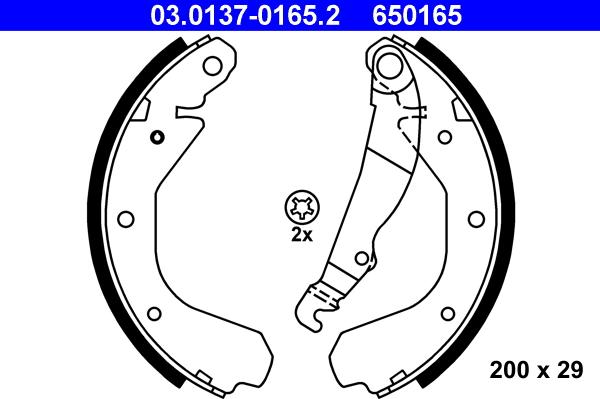 ATE 03.0137-0165.2 - Brake Shoe Set parts5.com