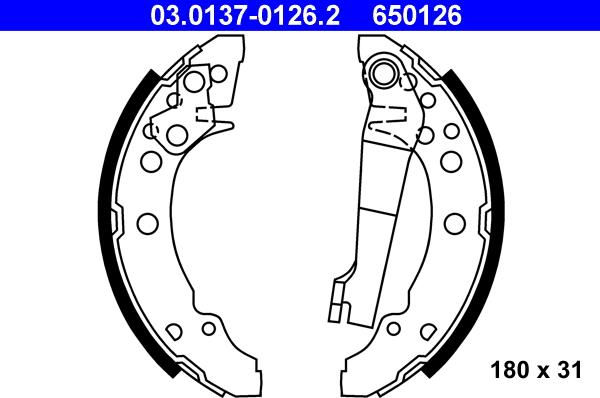 ATE 03.0137-0126.2 - Brake Shoe Set parts5.com