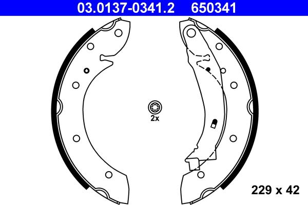 ATE 03.0137-0341.2 - Komplet kočionih papuča parts5.com