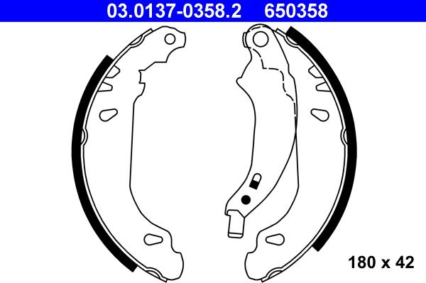 ATE 03.0137-0358.2 - Sada brzdových čeľustí parts5.com