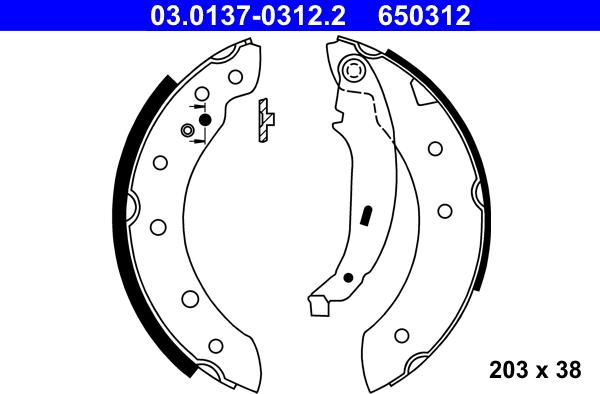 ATE 03.0137-0312.2 - Brake Shoe Set parts5.com