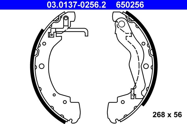 ATE 03.0137-0256.2 - Juego de zapatas de frenos parts5.com