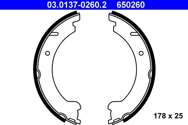 ATE 03.0137-0260.2 - Brake Shoe Set, parking brake parts5.com