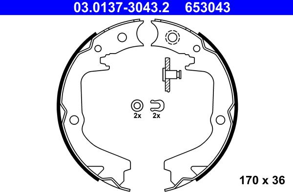 ATE 03.0137-3043.2 - Brake Shoe Set, parking brake parts5.com