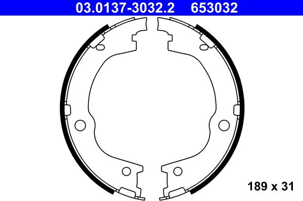 ATE 03.0137-3032.2 - Set saboti frana, frana de mana parts5.com