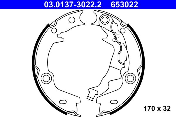 ATE 03.0137-3022.2 - Set saboti frana, frana de mana parts5.com