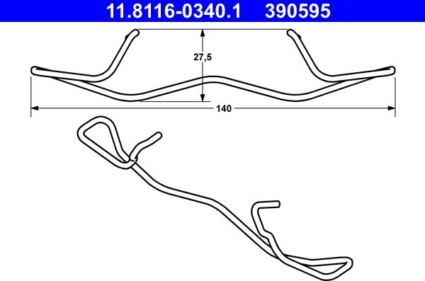 ATE 11.8116-0340.1 - Spring, brake caliper parts5.com