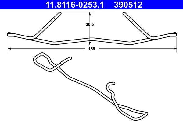 ATE 11.8116-0253.1 - Muelle, pinza de freno parts5.com