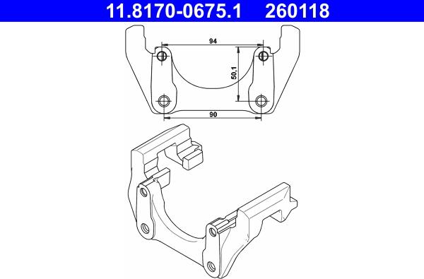 ATE 11.8170-0675.1 - Кронштейн, корпус скобы тормоза parts5.com