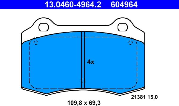 ATE 13.0460-4964.2 - Bremsbelagsatz, Scheibenbremse parts5.com