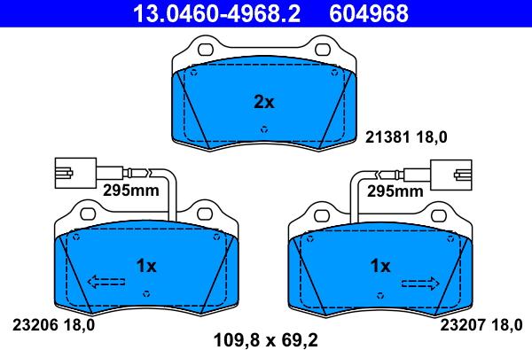 ATE 13.0460-4968.2 - Set placute frana,frana disc parts5.com