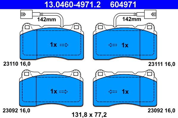 ATE 13.0460-4971.2 - Zestaw klocków hamulcowych, hamulce tarczowe parts5.com