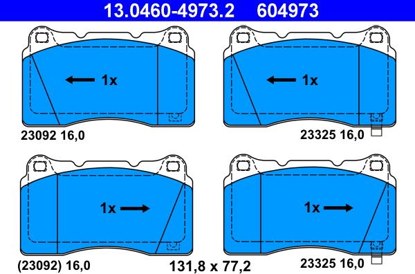 ATE 13.0460-4973.2 - Komplet zavornih oblog, ploscne (kolutne) zavore parts5.com