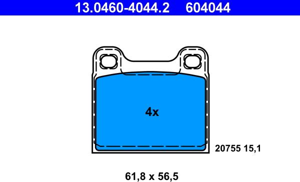 ATE 13.0460-4044.2 - Brake Pad Set, disc brake parts5.com