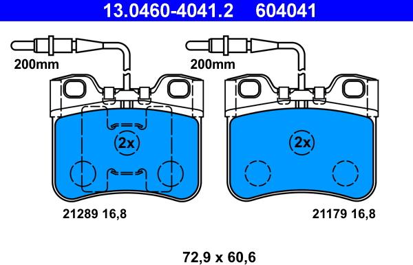 ATE 13.0460-4041.2 - Set placute frana,frana disc parts5.com