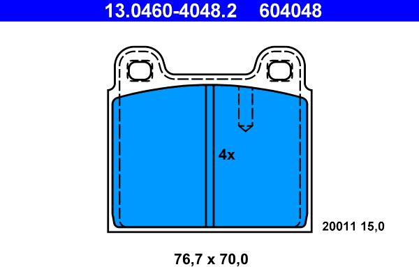 ATE 13.0460-4048.2 - Bremsbelagsatz, Scheibenbremse parts5.com