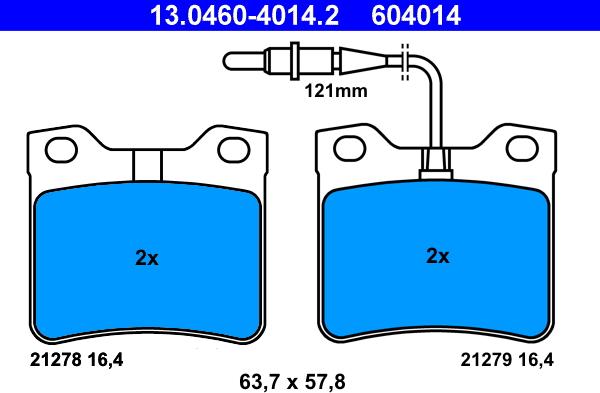 ATE 13.0460-4014.2 - Fékbetétkészlet, tárcsafék parts5.com