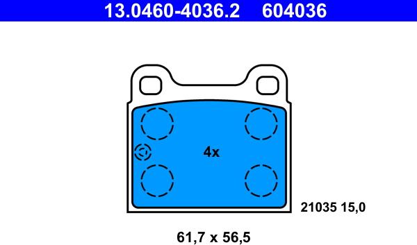 ATE 13.0460-4036.2 - Set placute frana,frana disc parts5.com