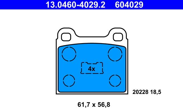 ATE 13.0460-4029.2 - Brake Pad Set, disc brake parts5.com