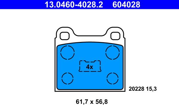 ATE 13.0460-4028.2 - Brake Pad Set, disc brake parts5.com