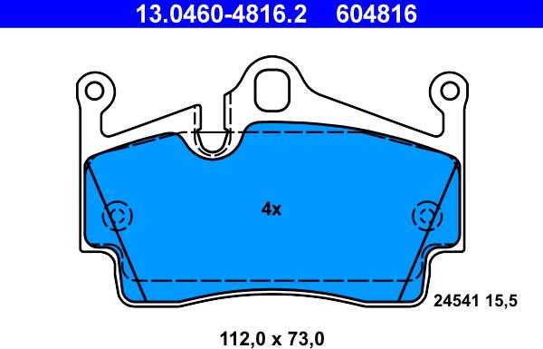 ATE 13.0460-4816.2 - Brake Pad Set, disc brake parts5.com