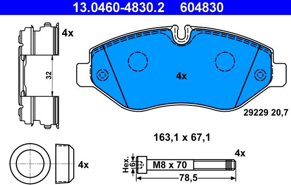 ATE 13.0460-4830.2 - Set placute frana,frana disc parts5.com