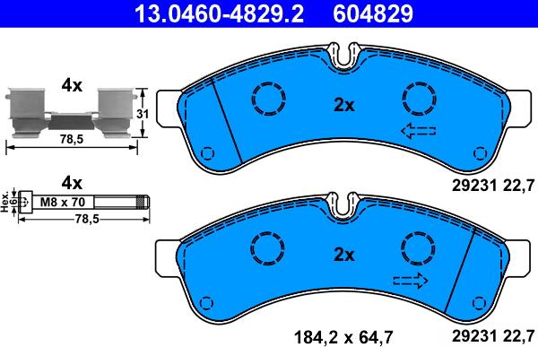 ATE 13.0460-4829.2 - Set placute frana,frana disc parts5.com