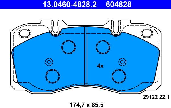 ATE 13.0460-4828.2 - Set placute frana,frana disc parts5.com