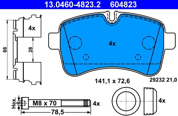 ATE 13.0460-4823.2 - Set placute frana,frana disc parts5.com