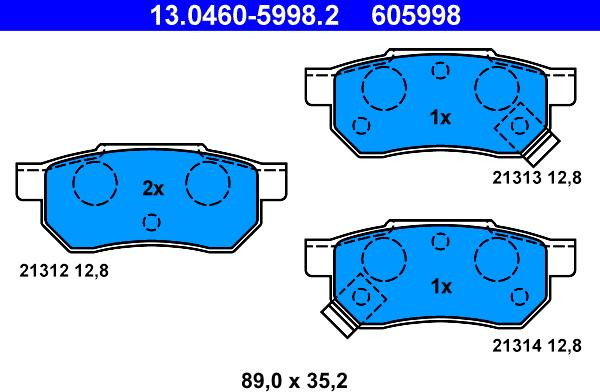 ATE 13.0460-5998.2 - Σετ τακάκια, δισκόφρενα parts5.com