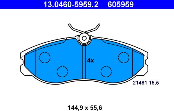 ATE 13.0460-5959.2 - Komplet zavornih oblog, ploscne (kolutne) zavore parts5.com