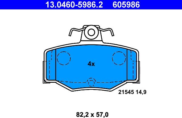 ATE 13.0460-5986.2 - Set placute frana,frana disc parts5.com