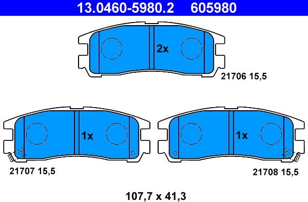 ATE 13.0460-5980.2 - Set placute frana,frana disc parts5.com