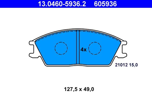 ATE 13.0460-5936.2 - Sada brzdových platničiek kotúčovej brzdy parts5.com