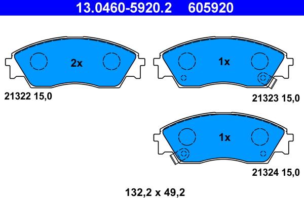 ATE 13.0460-5920.2 - Комплект спирачно феродо, дискови спирачки parts5.com