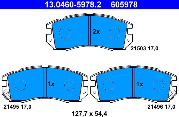 ATE 13.0460-5978.2 - Komplet pločica, disk-kočnica parts5.com