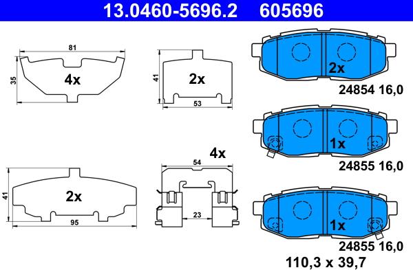 ATE 13.0460-5696.2 - Komplet kočnih obloga, disk kočnica parts5.com