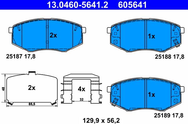 ATE 13.0460-5641.2 - Set placute frana,frana disc parts5.com