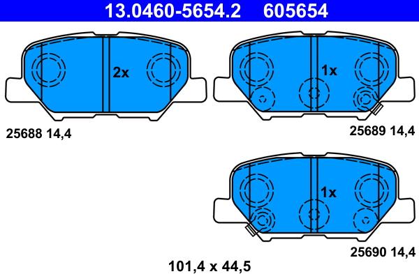 ATE 13.0460-5654.2 - Set placute frana,frana disc parts5.com