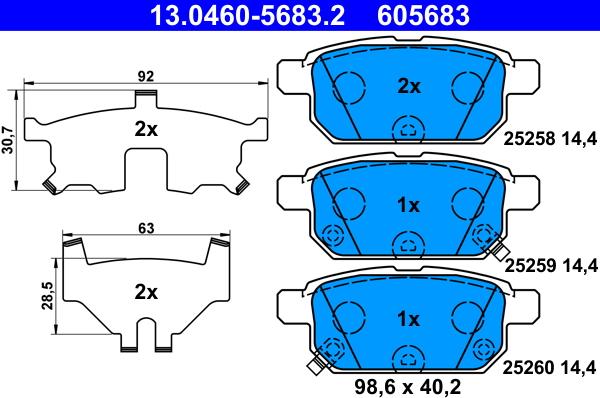 ATE 13.0460-5683.2 - Set placute frana,frana disc parts5.com