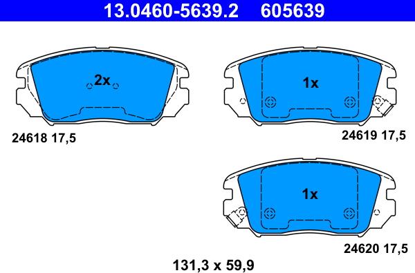 ATE 13.0460-5639.2 - Set placute frana,frana disc parts5.com