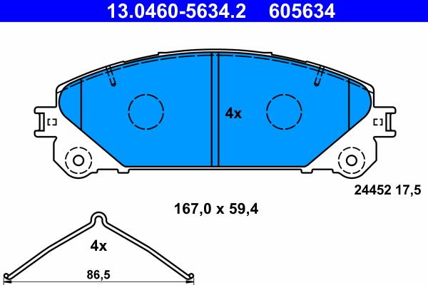 ATE 13.0460-5634.2 - Set placute frana,frana disc parts5.com